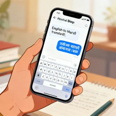 language translator english to marathi illustration