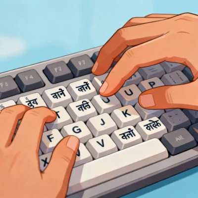 Translate English to Marathi typing illustration